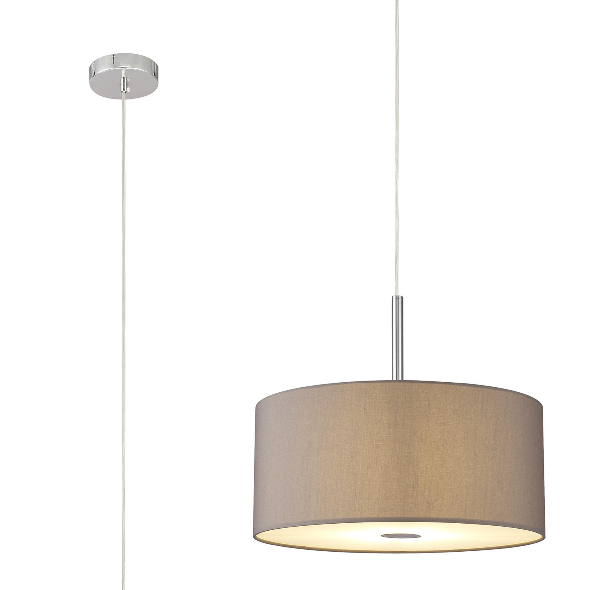 DK0474  Baymont 40cm 5 Light Pendant Polished Chrome, Grey/White, Frosted Diffuser
